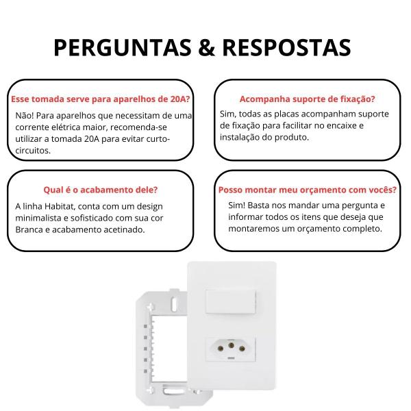 1 Interruptor Simples + Tomada 10a Habitat Branco Fame 2100 Imagem de 1 Interruptor Simples + Tomada 10a Habitat Branco Fame 2100