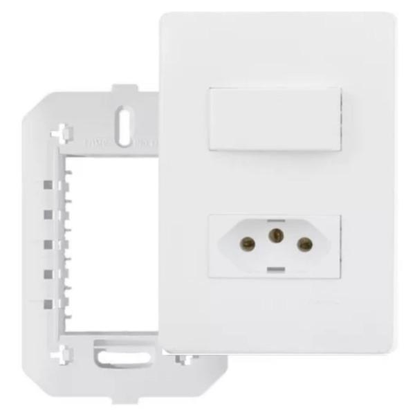1 Interruptor Simples + Tomada 10a Habitat Branco Fame 2100 Imagem de 1 Interruptor Simples + Tomada 10a Habitat Branco Fame 2100