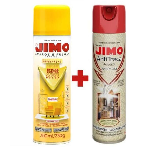 Imagem de 1 Jimo Acaros Pulgas Carrapatos Aerosol 300ml + 1 Anti Traça Inseticida 300ml