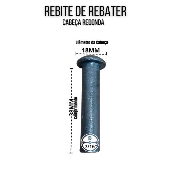 Imagem de 1 Kg Rebite Rebater Ferro 7/16 x 1.1/2 Maciço Cabeça Redonda