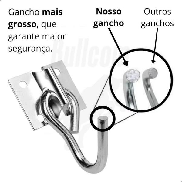 Imagem de 1 Kit Gancho De Rede Reforçado C/ 8 Parafuso E Bucha 150kg