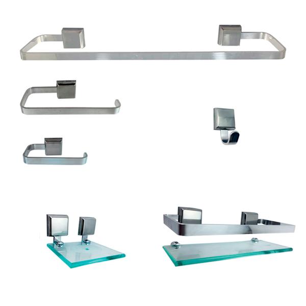 1 Kit Para Banheiro Luxo de Alumínio 6 Peças - VSA Imagem de 1 Kit Para Banheiro Luxo de Alumínio 6 Peças