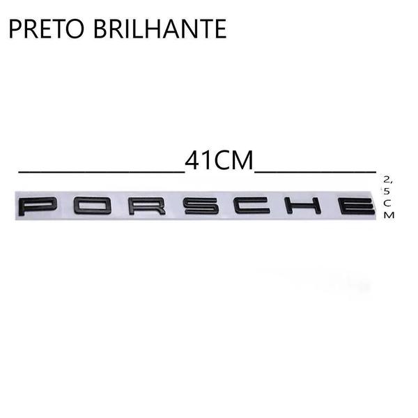 Imagem de 1 Letreiro Emblema Traseiro Porsche Abs Preto Brilho + Guia