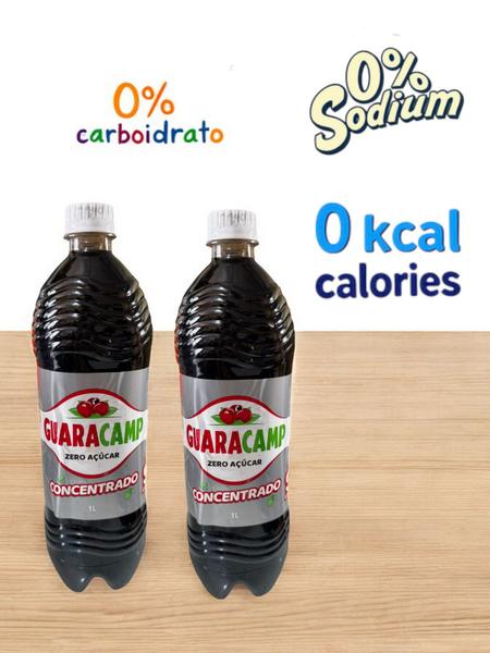 1 litro Xarope Guaracamp Zero Açucar Guarana Natural - Xarope para