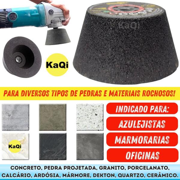 Imagem de 1 Lixa Grão 4 Pol. 100Mm Diamantada + 1 Rebolo Cônico 45