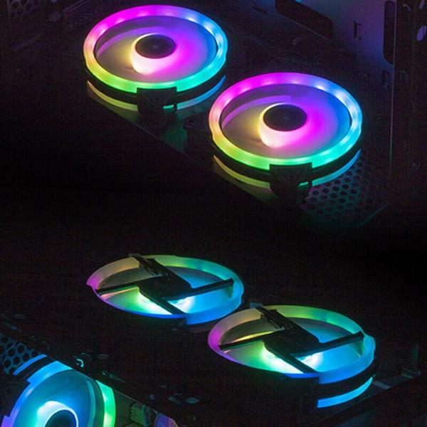 Imagem de 1 Pacote RGB LED Silencioso Caixas de computador PC Resfriamento ventilador 120mm com controle remoto