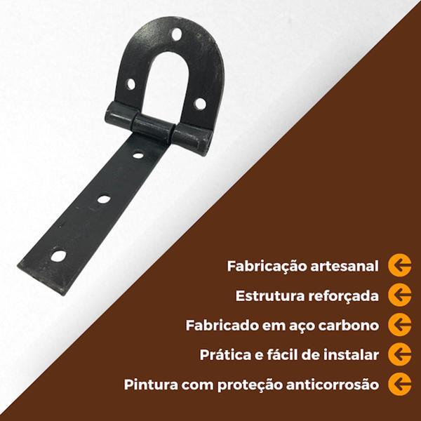 Imagem de 1 Par 2 Dobradiça Porteira 170mm N-1 Aço Carbono Resistente