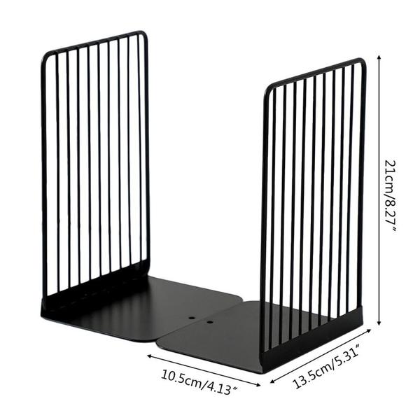 Imagem de 1 Par bookends Bookends Book Stand Support Simple Iron Desktop Non Slip Rack Shelf Holder Magazine Organizer