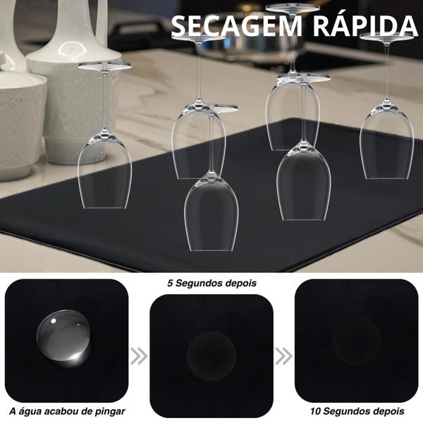 1 Pc, Base para Secagem de Taças, Bar, 70x50cm, Preto, Absorvente, Prático e Ecológico - Vila Flor Imagem de 1 Pc, Base para Secagem de Taças, Bar, 70x50cm, Preto, Absorvente, Prático e Ecológico - Vila Flor