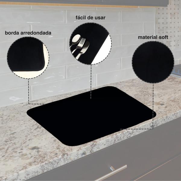 1 Pc, Base para Secagem de Taças, Bar, 70x50cm, Preto, Absorvente, Prático e Ecológico - Vila Flor Imagem de 1 Pc, Base para Secagem de Taças, Bar, 70x50cm, Preto, Absorvente, Prático e Ecológico - Vila Flor