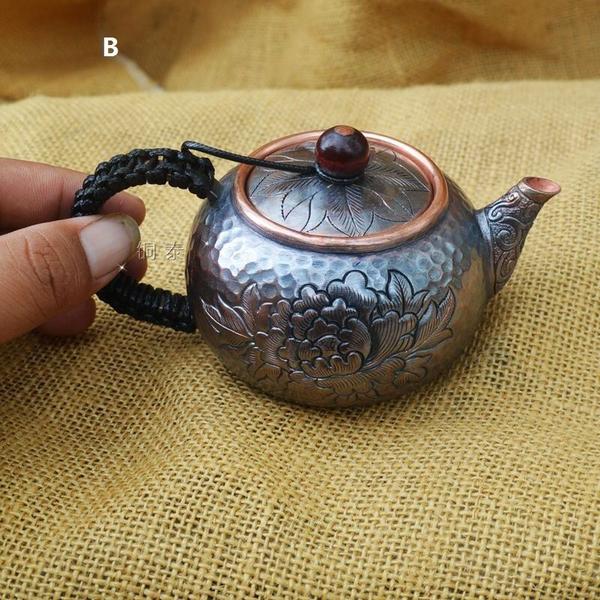 Imagem de 1 PC Pure Copper Teapot Water Kettle Top Grade Retro Estilo Chinês Presente Artesanal Chaleiras de Água