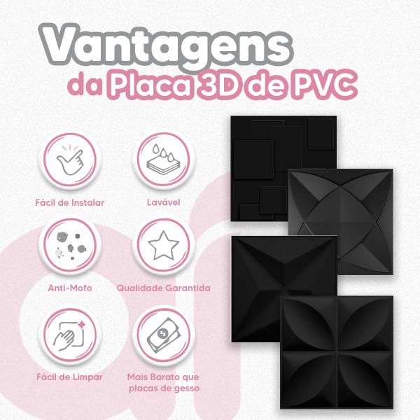 Imagem de 1 Placa PVC 3d Revestimento de Parede Decorativa Estrelar Alto relevo Preto Quarto Sala Cozinha 25cm x 25cm