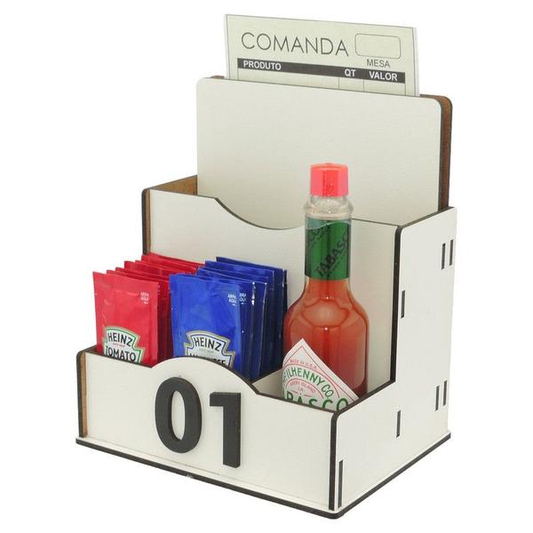 1 Porta Comanda de Mesa Sachê Guardanapo Temperos Numerados Branco - Modernarte Imagem de 1 Porta Comanda de Mesa Sachê Guardanapo Temperos Numerados Branco