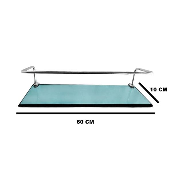 Imagem de 1 Prateleira em vidro verde com proteção em alumínio 10x60 cm