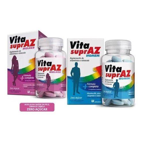 1 Vita suprAZ Mulher + 1 Vita SuprAZ Homem com 60 cápsulas cada - União Química Imagem de 1 Vita suprAZ Mulher + 1 Vita SuprAZ Homem com 60 cápsulas cada