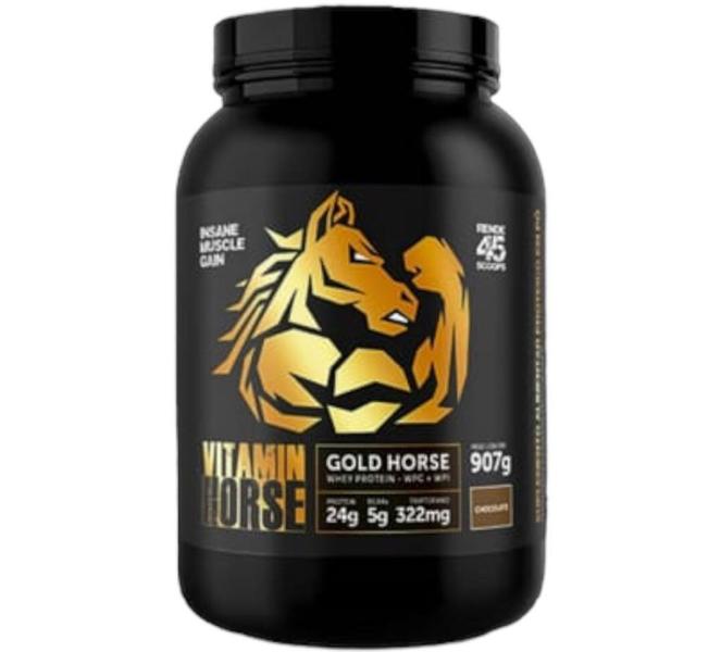 Imagem de 1 whey protein gold horse  sabor chocolate - 907g