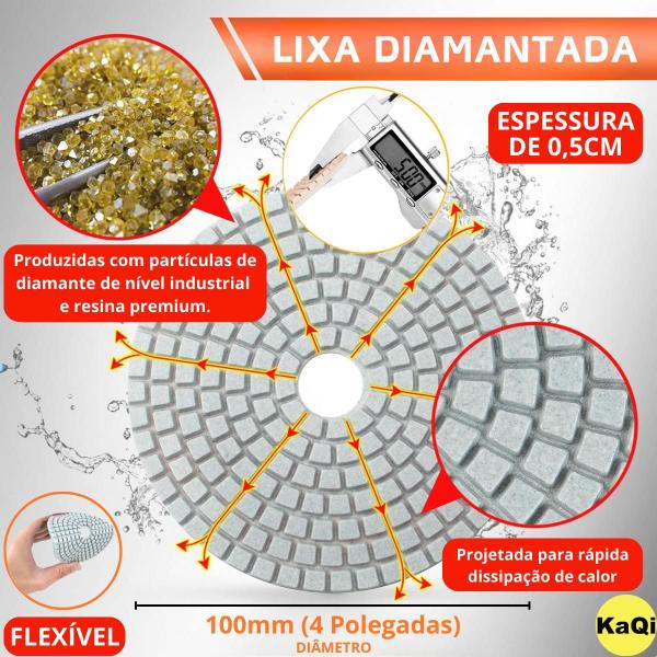 Imagem de 1 X Lixa 4 Pol. 100mm Diamantada Disco Grão Polir Lixadeira Granito Mármore KaQi