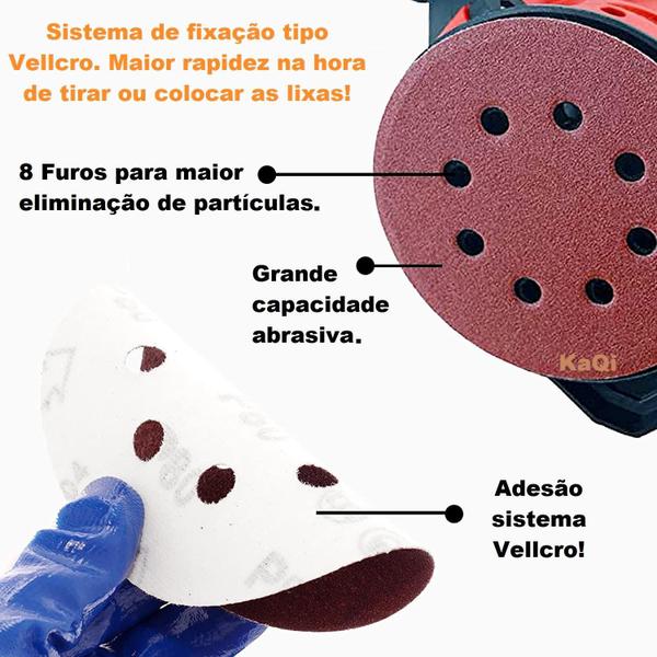 Imagem de 1 X Lixa Disco Grão 5 Polegadas 125Mm 8 Furos Lixadeira