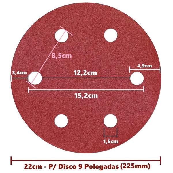 Imagem de 1 X Lixa Disco Grão 9 Polegadas 225Mm 6 Furos Lixadeira