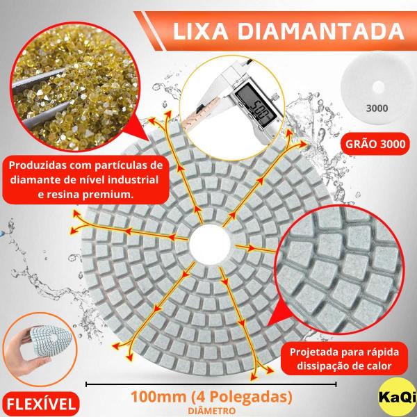 Imagem de 1 X Lixa Discos Grão 4 Pol.100mm Diamantada Liso Polir Lixadeira Granito Mármore KaQi