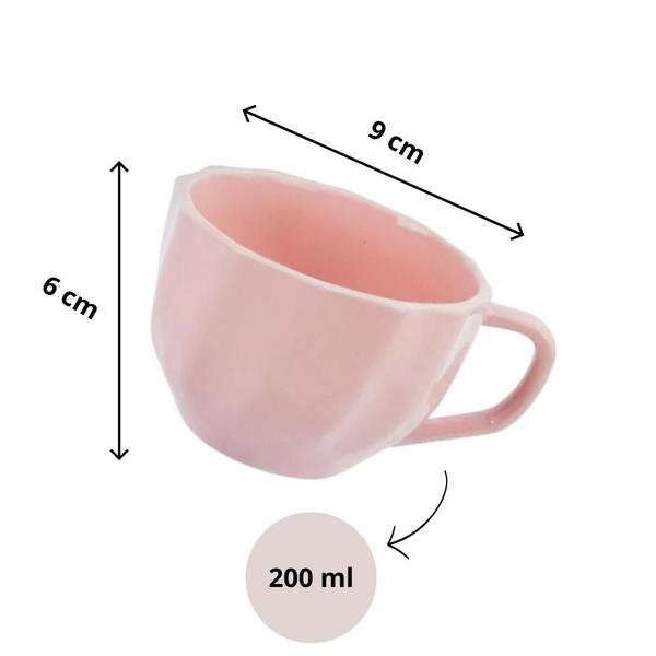 Imagem de 1 Xicara Café Chá Bebidas Cerâmica Luxo Charmosa Mesa Posta- 200 ml Rosa