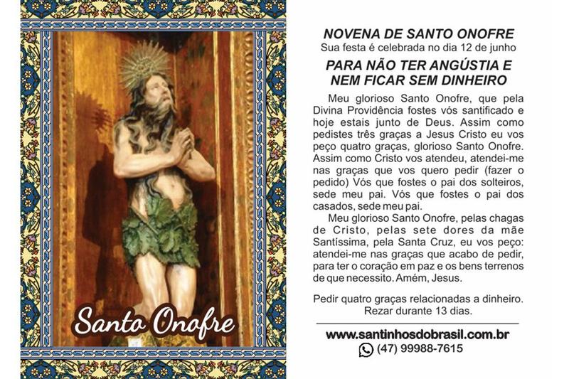 Imagem de 10.000 Santinho Santo Onofre (oração no verso) - 7x10 cm