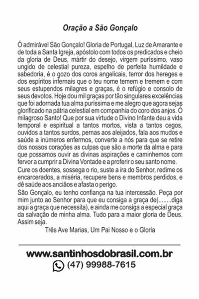 10.000 Santinho São Gonçalo (oração no verso) - 7x10 cm - Santinhos do Brasil Imagem de 10.000 Santinho São Gonçalo (oração no verso) - 7x10 cm