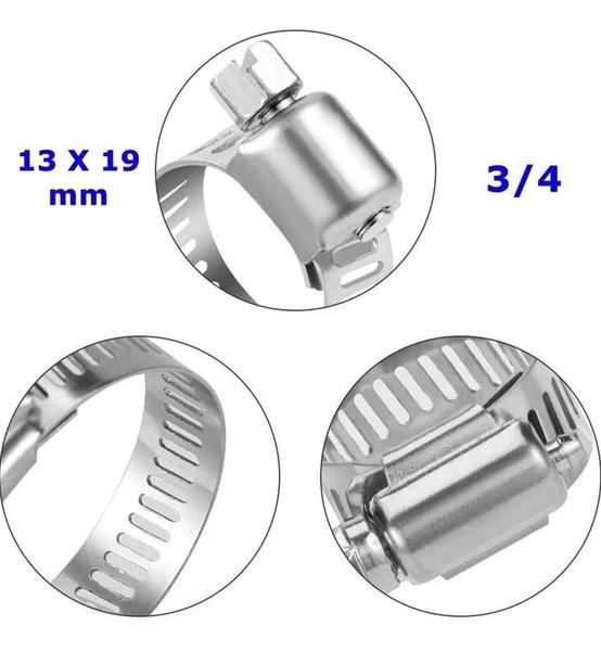 10 Abraçadeira De Metal Mangueira Aço Inox 13x19 - Startools Imagem de 10 Abraçadeira De Metal Mangueira Aço Inox 13x19