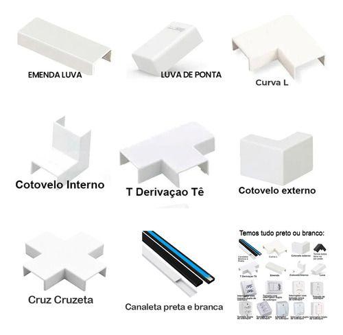 Imagem de 10 Acabamentos Canaleta Branca 20x10mm Cotovelo Joelh Curv