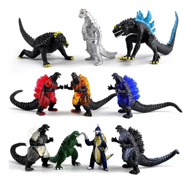 Imagem de 10 Action Figures Bonecos Godzilla Turma Vilões Raro Coleção