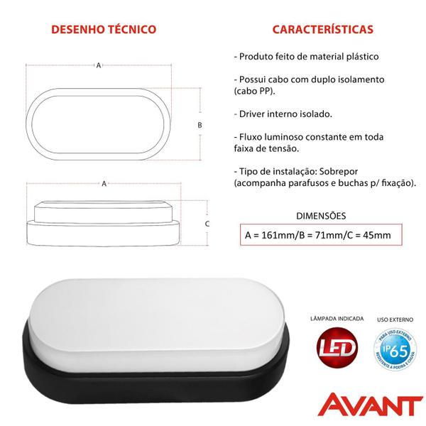 Imagem de 10 Arandela Tartaruga Led Preta Ip65 5w Branco Frio 6500k