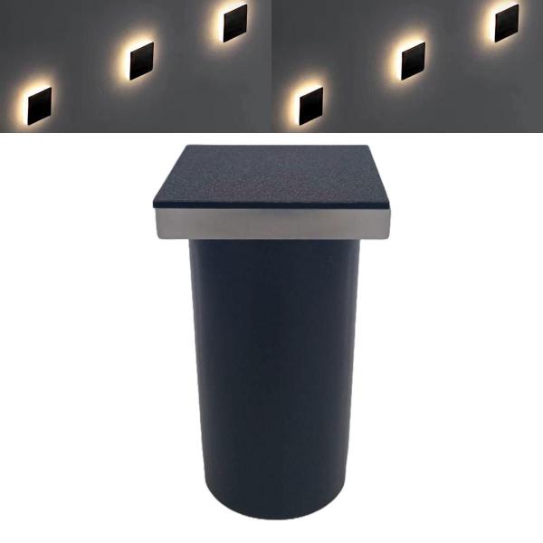 Imagem de 10 Balizador Led Quadrado Embutir Pvc 3W Luz Branco Quente