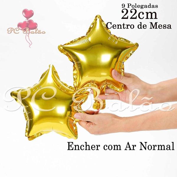 Imagem de 10 Balões Metalizado Estrela 22cm