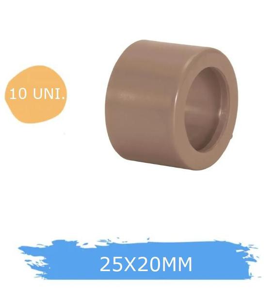 Imagem de 10 Buchas Redução Soldável Curta 3/4X1/2 25X20MM Marrom PVC - FORTLEV