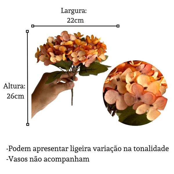 Imagem de 10 buquê flores artificiais tecido mini Hortência para decoração de cozinha arranjo floral (26 cm) - DE1923