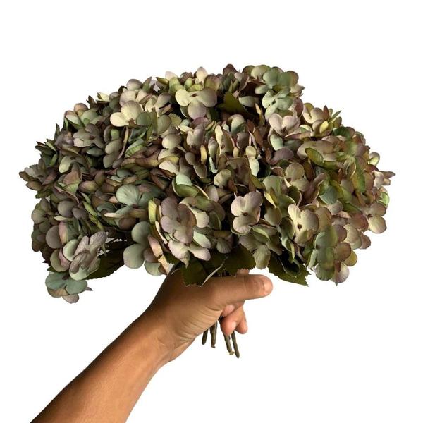 10 buquê flores artificiais tecido mini Hortência para decoração de cozinha arranjo floral (26 cm) - DE1923 - Decora Flores Artificiais Imagem de 10 buquê flores artificiais tecido mini Hortência para decoração de cozinha arranjo floral (26 cm) - DE1923