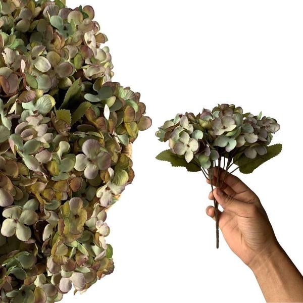 10 buquê flores artificiais tecido mini Hortência para decoração de cozinha arranjo floral (26 cm) - DE1923 - Decora Flores Artificiais Imagem de 10 buquê flores artificiais tecido mini Hortência para decoração de cozinha arranjo floral (26 cm) - DE1923