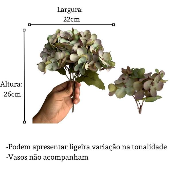 10 buquê flores artificiais tecido mini Hortência para decoração de cozinha arranjo floral (26 cm) - DE1923 - Decora Flores Artificiais Imagem de 10 buquê flores artificiais tecido mini Hortência para decoração de cozinha arranjo floral (26 cm) - DE1923
