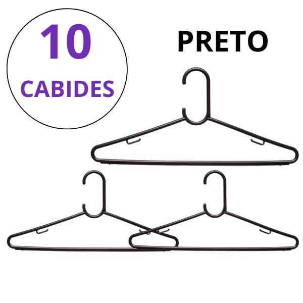 Imagem de 10 Cabide adulto Titureiro De Luxo Executivo Reforçado Organizar Roupas Closet -PRETO