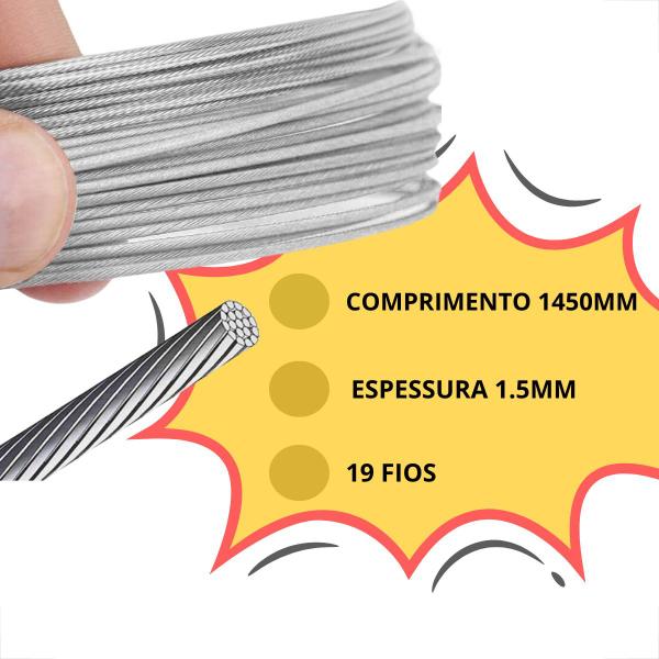 Imagem de 10 Cabo De Aço Para Freio Traseiro 1450mm X 1.5mm X 19 Fios