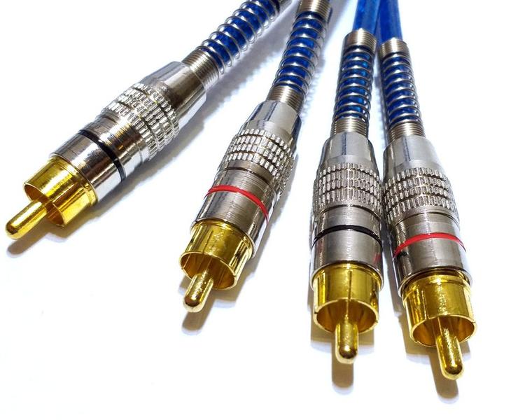 Imagem de 10 Cabo RCA Blindado 5 Metros 5mm Plug de Metal Banhado Ouro