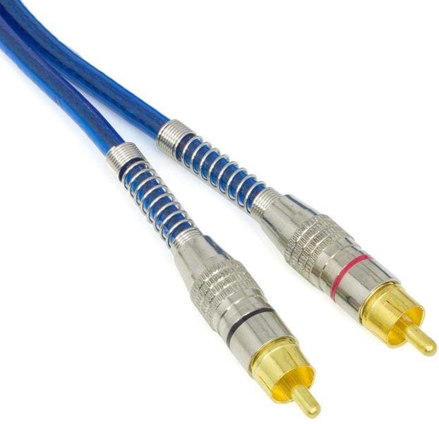 Imagem de 10 Cabos RCA Luxo 1 Metro 5 mm espessura Plug Banhado a Ouro Dupla Blindagem