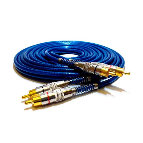 Imagem de 10 Cabos RCA Luxo 5 Metros 5 mm espessura Plug Banhado a Ouro Dupla Blindagem