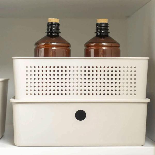 10 Caixas Organizadoras Multiuso Flow Bege 8,2L Ou Cestos Plásticos Closet Lavanderia Imagem de 10 Caixas Organizadoras Multiuso Flow Bege 8,2L Ou Cestos Plásticos Closet Lavanderia