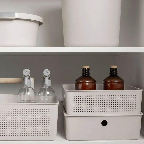 10 Caixas Organizadoras Multiuso Flow Bege 8,2L Ou Cestos Plásticos Closet Lavanderia Imagem de 10 Caixas Organizadoras Multiuso Flow Bege 8,2L Ou Cestos Plásticos Closet Lavanderia