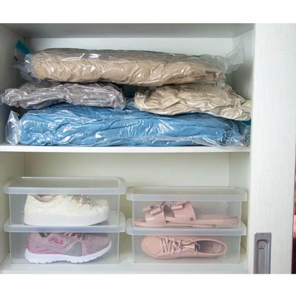 Imagem de 10 Caixas Organizadoras para Calçados Ordene 38 ao 46 com Tampa Multiuso Closet Escritório