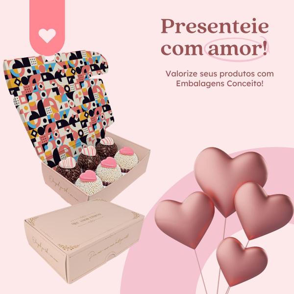 Imagem de 10 Caixas para 6 Doces Personalizada Amor Eterno