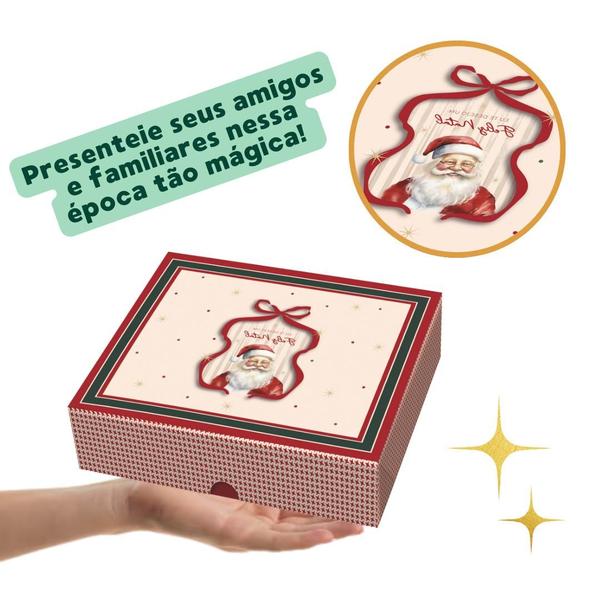 Imagem de 10 Caixas Para Presente New Charm Natalino 25x20x5cm Feliz Natal Cromus