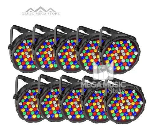 Imagem de 10 Canhão Refletor Led Par 64 Slim Rgbwa 60 Led 5w Ambar Dmx Dj