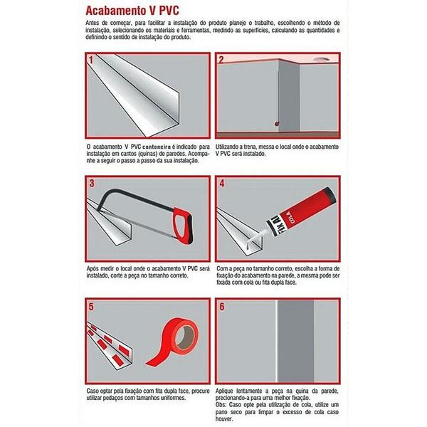 Imagem de 10 Cantoneiras L em Pvc 20mm X 20mm X 1,5mm X 3,0 metros Para Acabamentos e Proteção